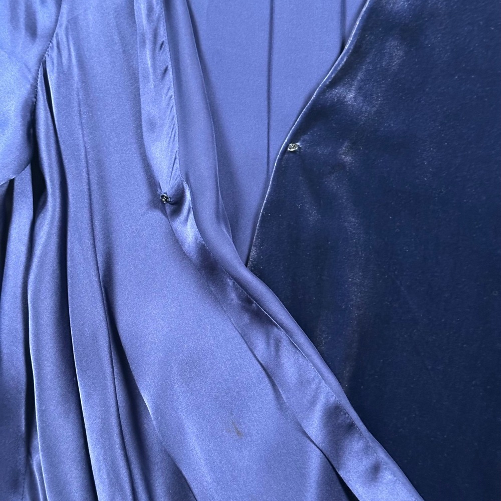 Sundance Blended Paths Silk Velvet Blouse Women'a S Navy Faux Wrap Boho Luxury - Picture 11 of 16